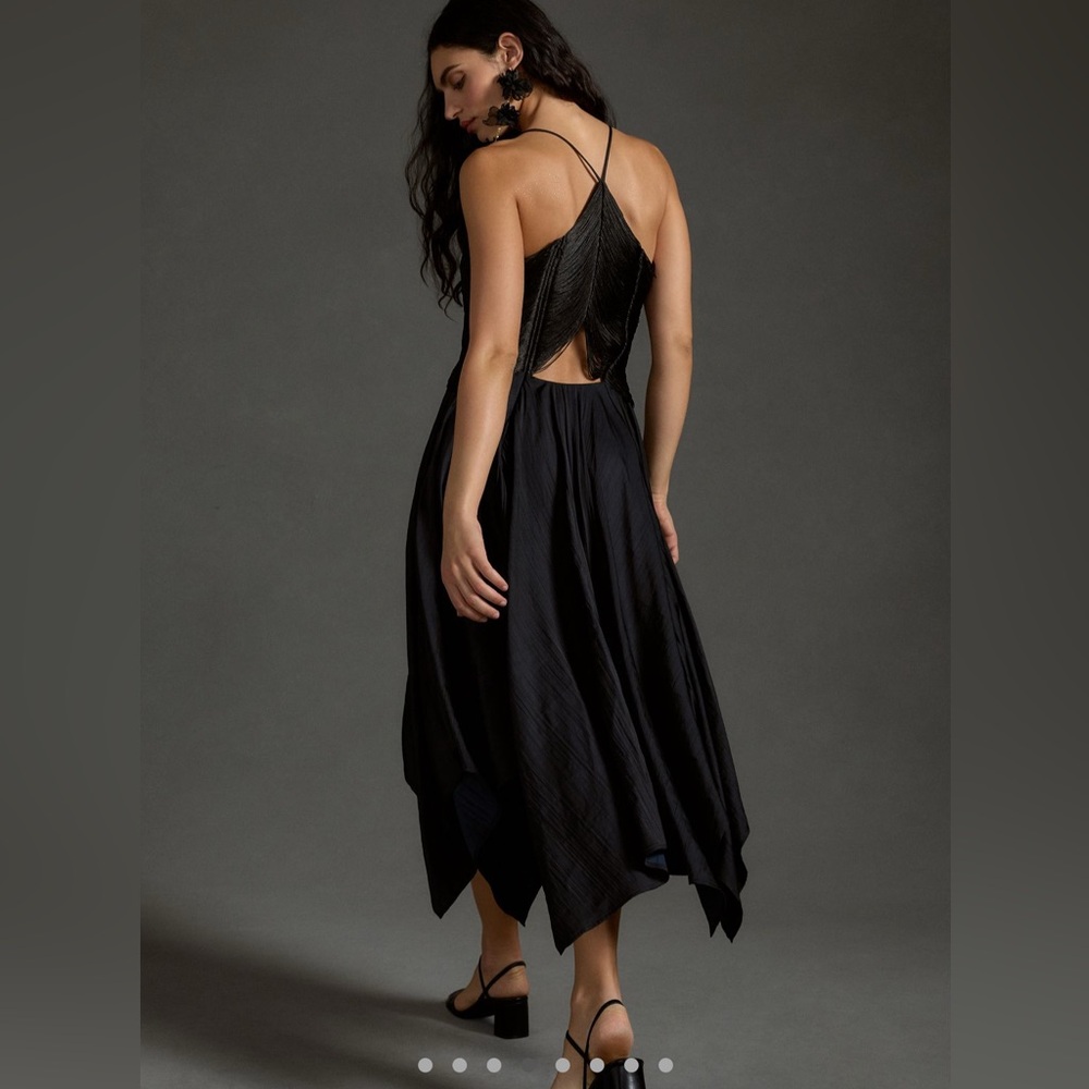 NWT Anthropologie Fringe Bodice Mini Dress — black — size 14 / large - Picture 4 of 10